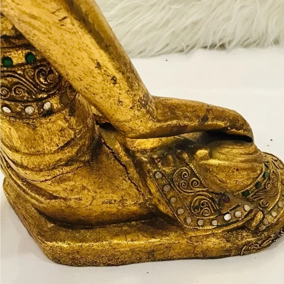 Gold Buddha Statue with Red Accents - Picture 8 of 13